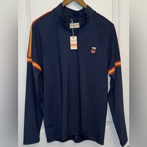 Marine Layer Archive NWT Quarter-Zip Pullover - Navy with Sunset Stripes